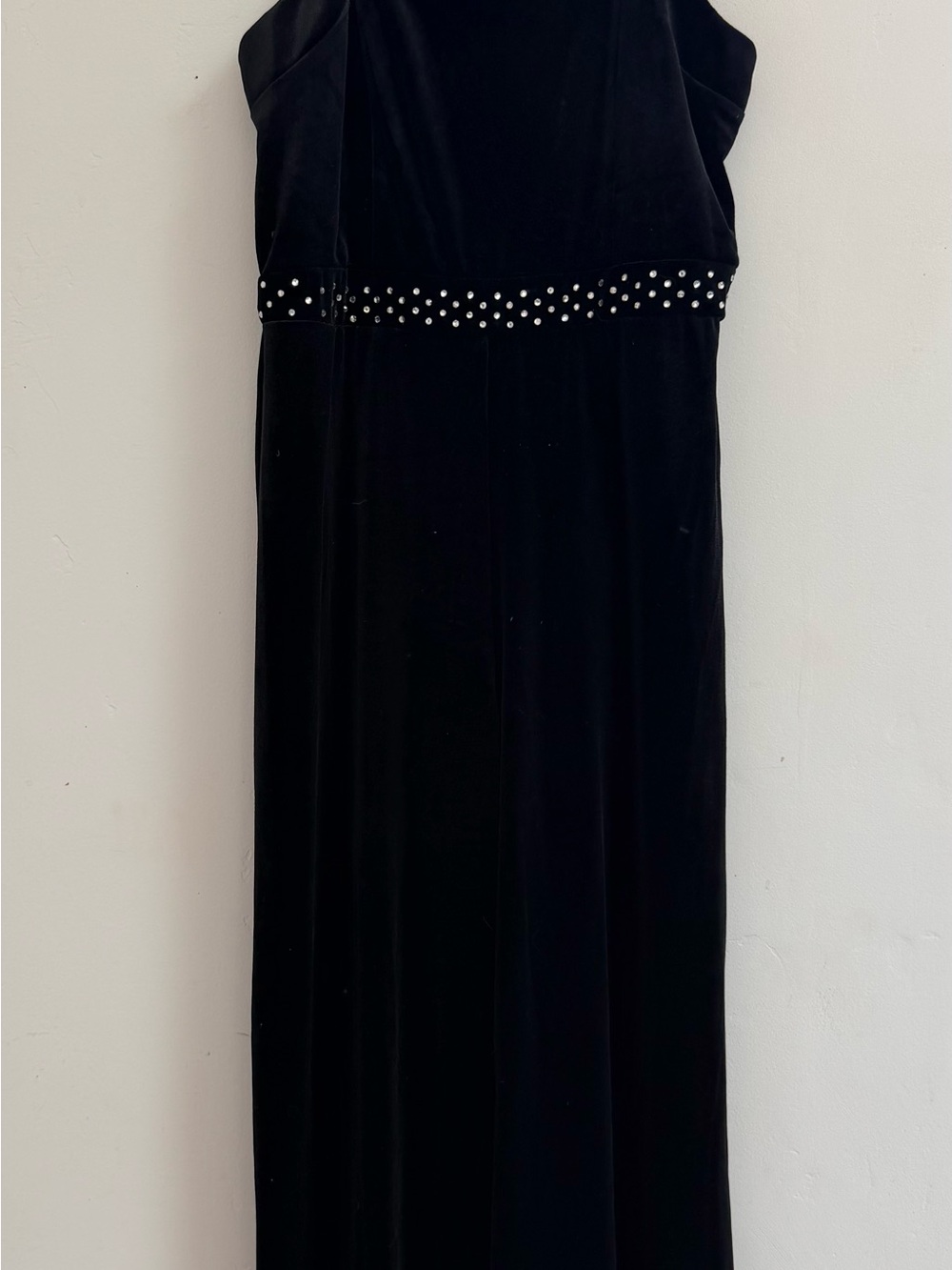 Zunie Black Velvet Jumpsuit with Studded Waist